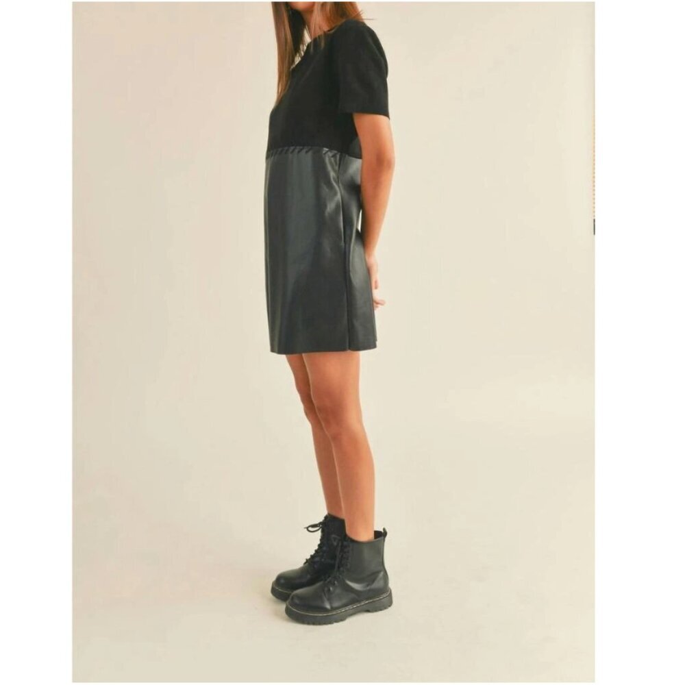 2/$30 Miou Muse Faux Suede Leather Mini Shift Dress S NWT - Picture 4 of 6